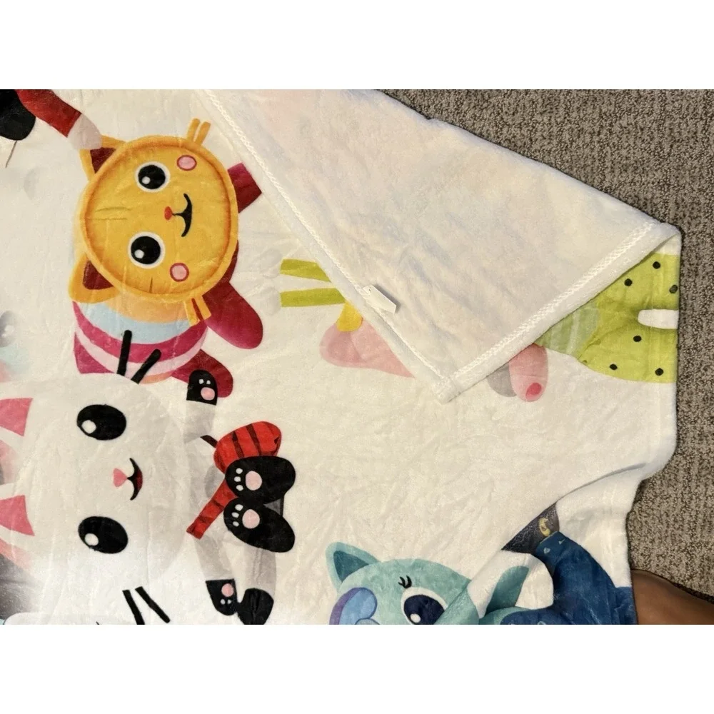 Gabby's Dollhouse themed blanket Pandy Paws, MerCat, and DJ Catnip 50